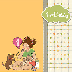Image showing little girl with at her first birthday
