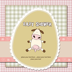 Image showing new baby girl announcement card with cow