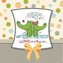 Image showing Crocodiles in love.Valentine's day card