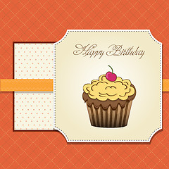 Image showing cute happy birthday card with cupcake