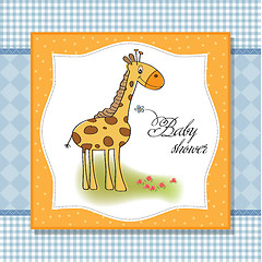 Image showing new baby announcement card with giraffe