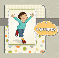 Image showing happy little boy who runs