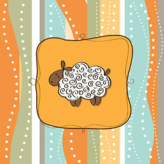 Image showing funny greeting card with cartoon sheep