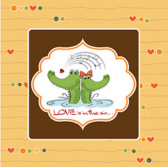 Image showing Crocodiles in love.Valentine's day card