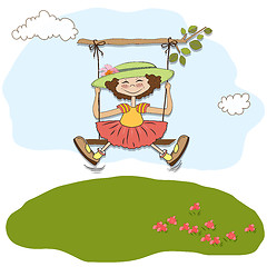 Image showing funny girl in a swing