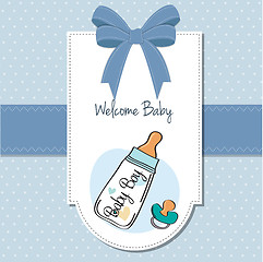 Image showing baby announcement card with milk bottle and pacifier