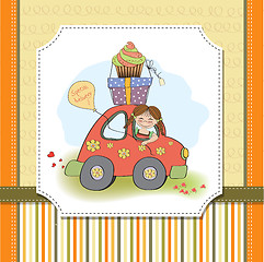 Image showing birthday card with funny little girl