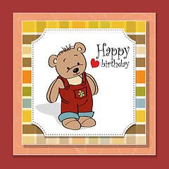 Image showing birthday greeting card with teddy bear