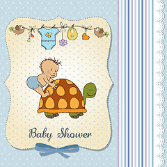 Image showing funny baby boy announcement card