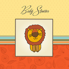 Image showing childish baby shower card with cartoon lion