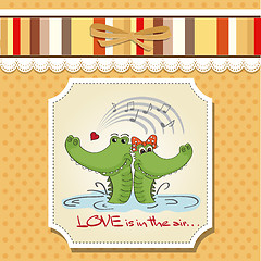 Image showing Crocodiles in love.Valentine's day card