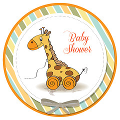 Image showing Baby shower card with cute giraffe