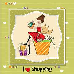 Image showing pretty young woman who is happy that she went shopping