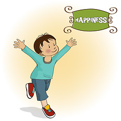 Image showing happy little boy who runs