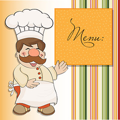 Image showing Background with Smiling Chef and Menu