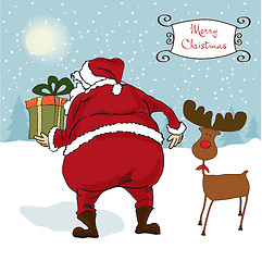 Image showing Santa coming, Christmas greeting card