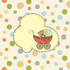 Image showing funny teddy bear in stroller