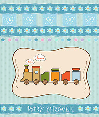 Image showing baby  shower card with toy train