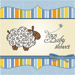 Image showing cute baby shower card with sheep