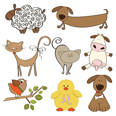 Image showing illustration of isolated farm animals set on white background