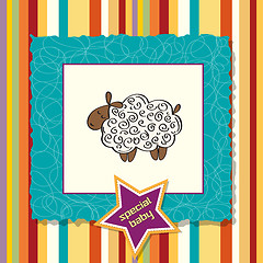 Image showing cute baby shower card with sheep