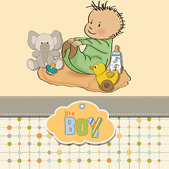 Image showing little baby boy play with his toys