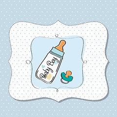 Image showing baby announcement card with milk bottle and pacifier