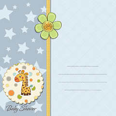 Image showing new baby boy announcement card with giraffe