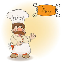 Image showing Background with Smiling Chef and Menu