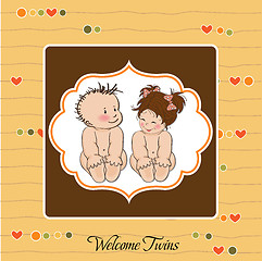 Image showing baby twins shower card