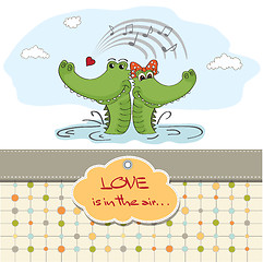 Image showing Crocodiles in love.Valentine's day card