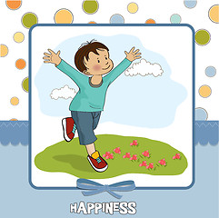 Image showing happy little boy who runs