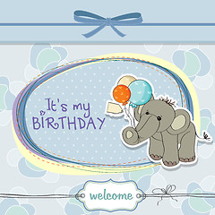 Image showing baby boy birthday card with elephant