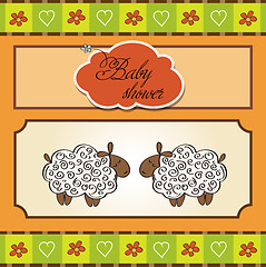 Image showing cute baby twins shower card with sheep