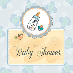 Image showing baby announcement card with milk bottle and pacifier