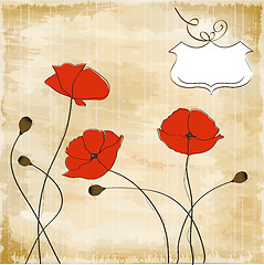Image showing poppies floral background