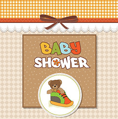 Image showing shower card with teddy bear hidden in a shoe
