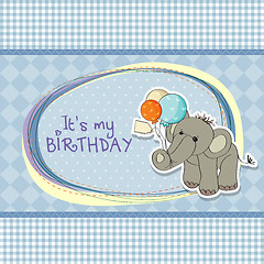 Image showing baby boy birthday card with elephant