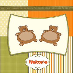 Image showing baby twins shower card with teddy