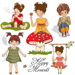 Image showing happy moments items collection on white background
