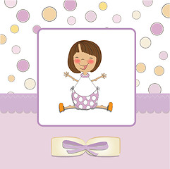 Image showing new baby girl announcement card with little girl