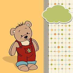 Image showing customizable childish card with funny teddy bear