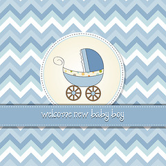 Image showing baby boy announcement card with baby