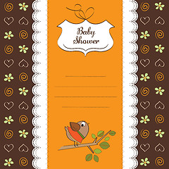 Image showing welcome baby card with funny little bird