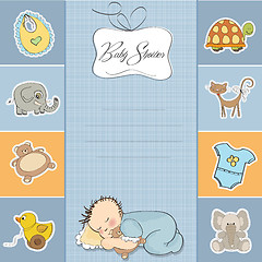 Image showing baby shower card with little baby boy