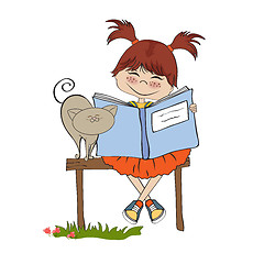 Image showing young sweet girl reading a book