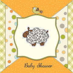 Image showing cute baby shower card with sheep