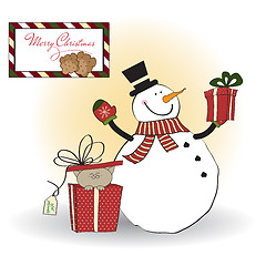 Image showing Christmas greeting card with snowman