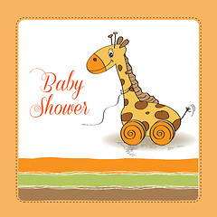 Image showing Baby shower card with cute giraffe