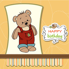 Image showing birthday greeting card with teddy bear